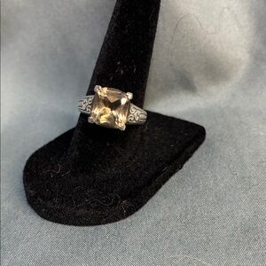 Elegant Silver with brown stone Women's Ring